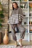 Big Softie Stripe Funnel Grunge Knit Mocha